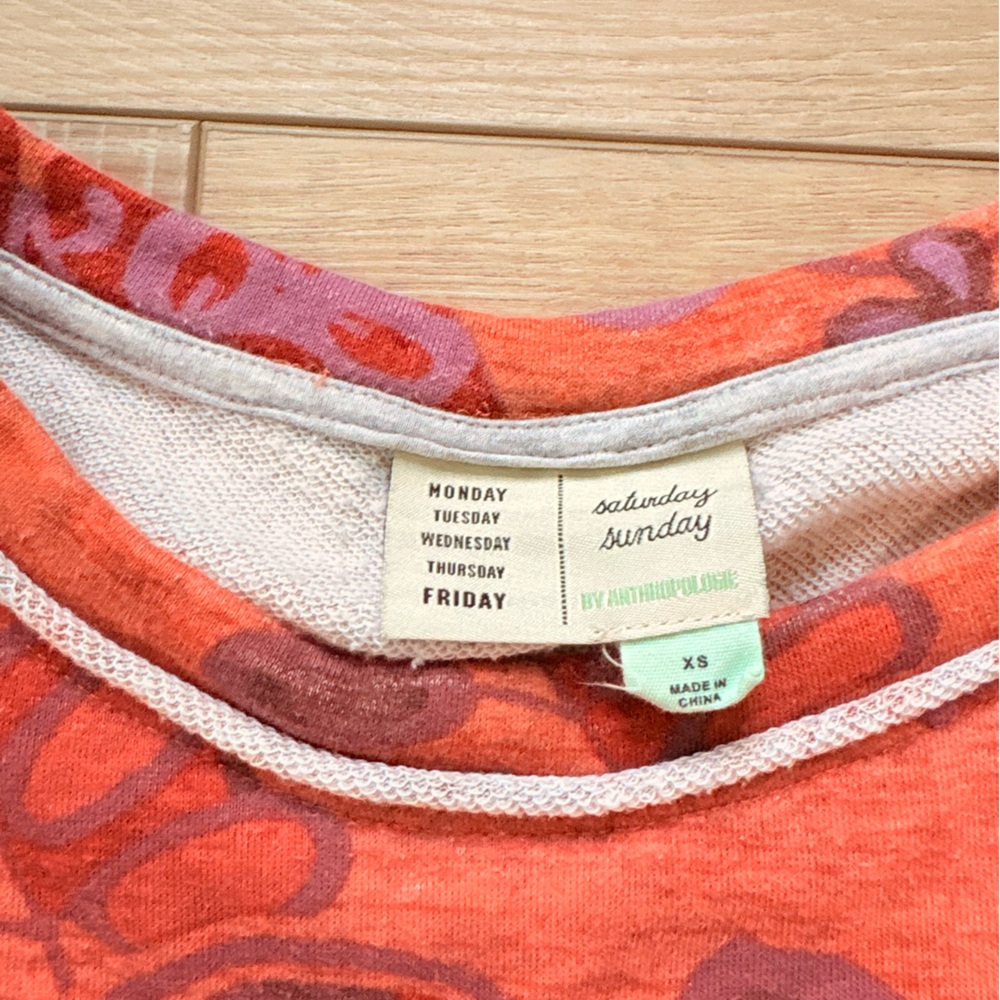 Anthropologie Saturday Sunday Orange and Purple Floral Sweatshirt - Picture 6 of 9